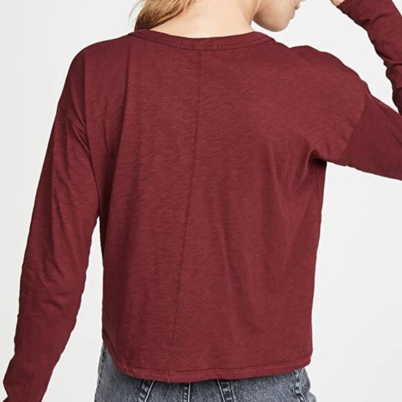 BNWT Rag and Bone The Cropped Longsleeve Tee in Black Cherry - size Med - Picture 2 of 12